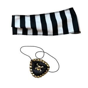 Halloween Pirates 2 Piece Kids Accessories Set Black White Bandana Eye Patch